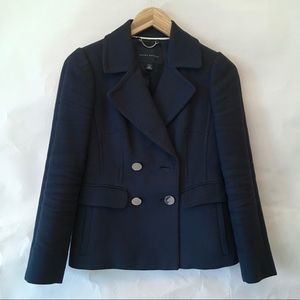 Banana Republic petite navy double breasted blazer coat XSP